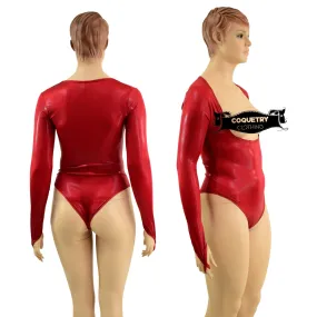 Bustless Coagulant Romper with Skinny Sleeves and Fingerloops, Brazilian Cut Leg