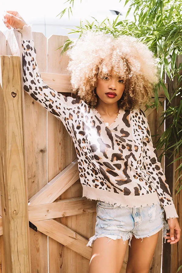 Cabin Bound Leopard Knit Sweater