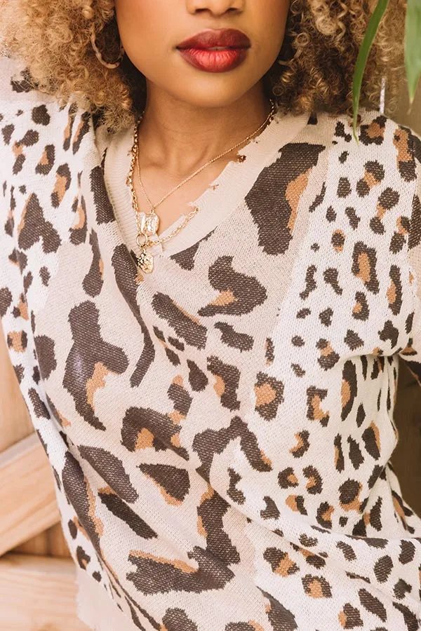 Cabin Bound Leopard Knit Sweater