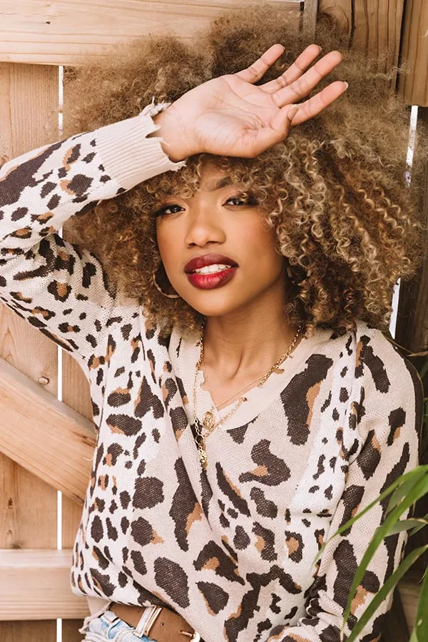 Cabin Bound Leopard Knit Sweater