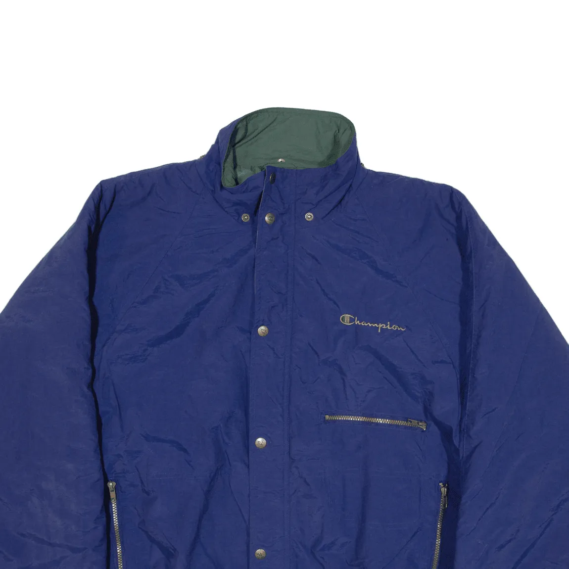 CHAMPION Quilted Lined Coat Blue Nylon Mens XL