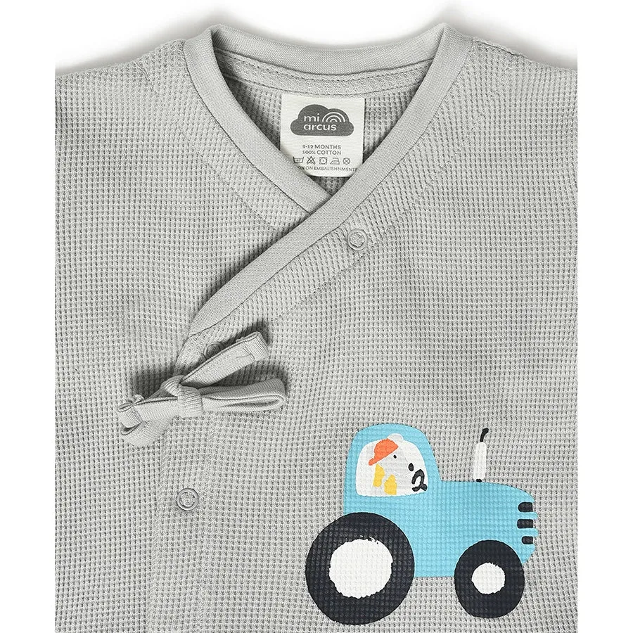 Farm Friends Printed Wrap Over Pyjama Set for Baby Boy