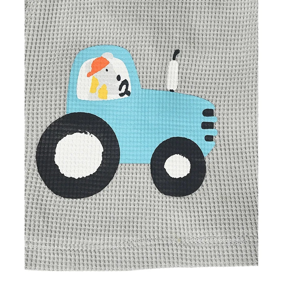 Farm Friends Printed Wrap Over Pyjama Set for Baby Boy
