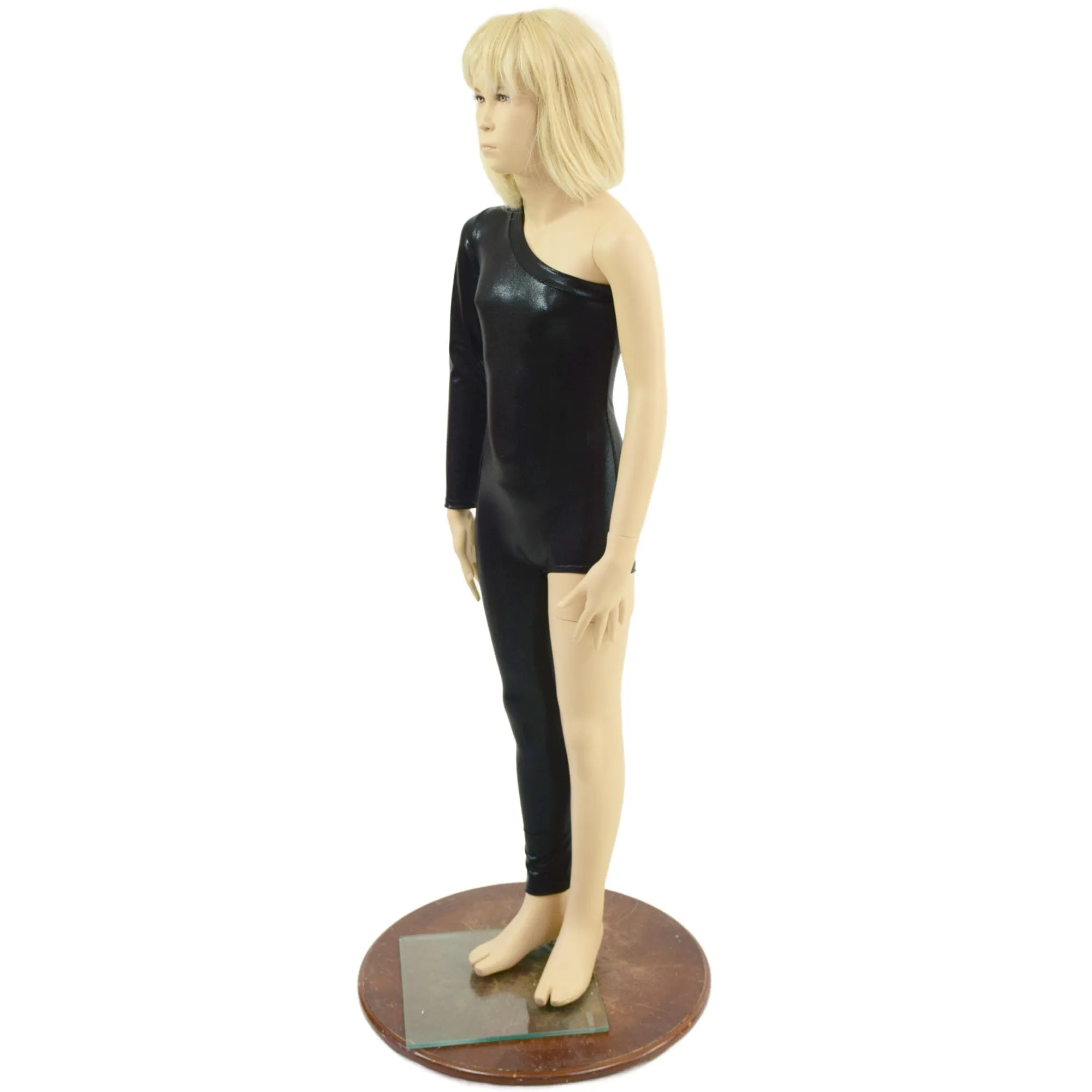 Girls Asymmetrical Black Mystique Catsuit