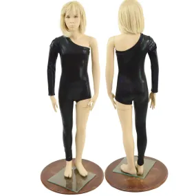 Girls Asymmetrical Black Mystique Catsuit