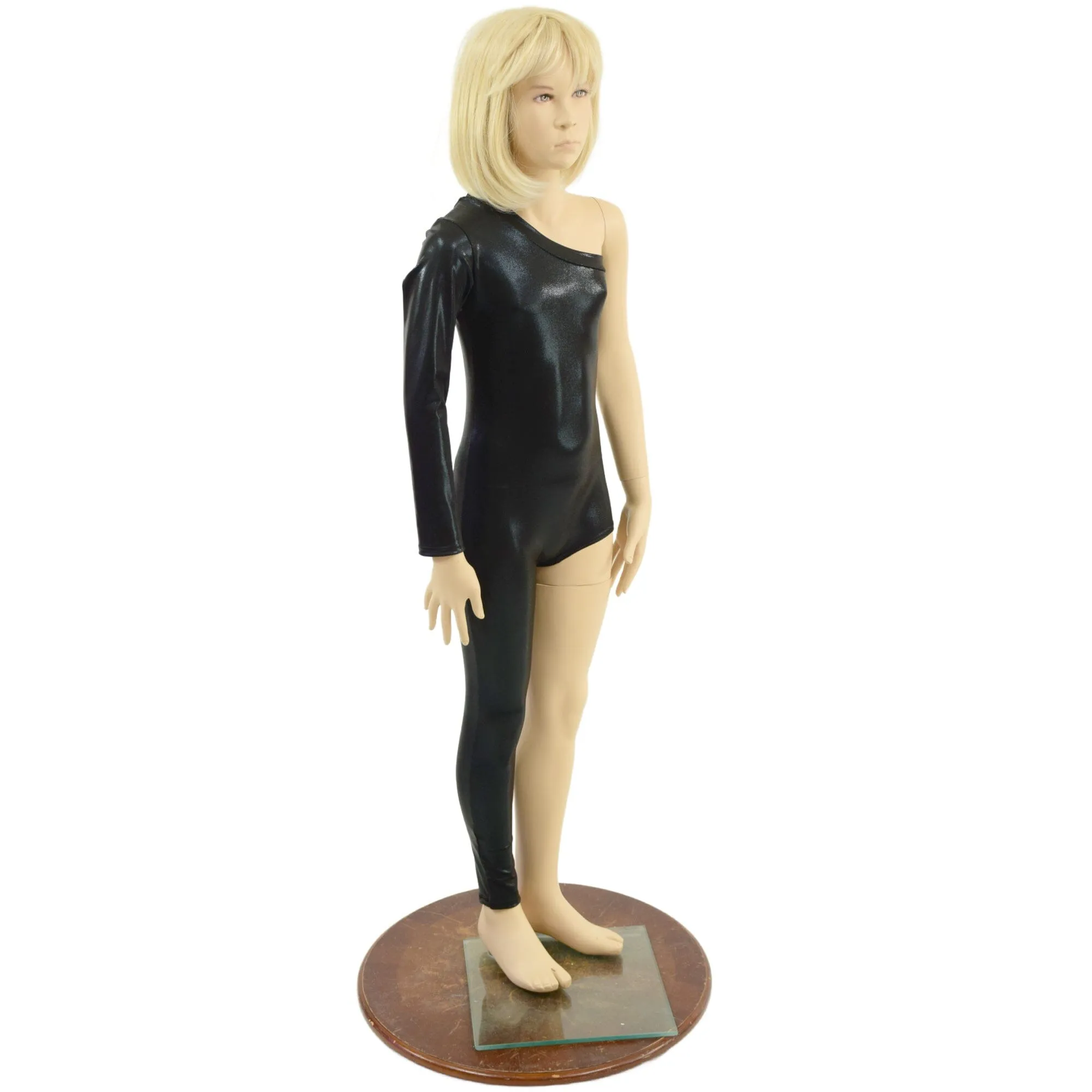 Girls Asymmetrical Black Mystique Catsuit