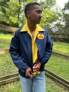Men's Vintage Blue Work Uniform Jacket, Stroh's Beer