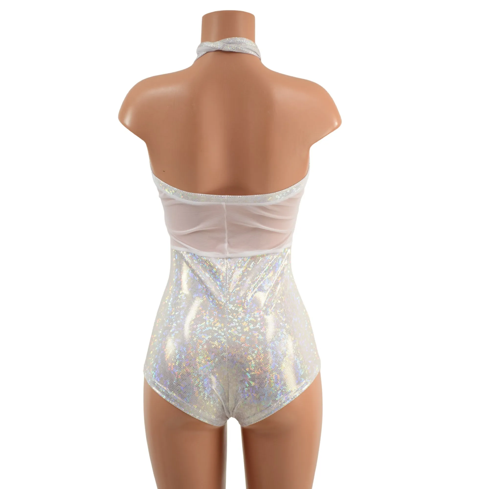 Mesh & Metallic Sheer Bella Romper with Siren Cut Leg