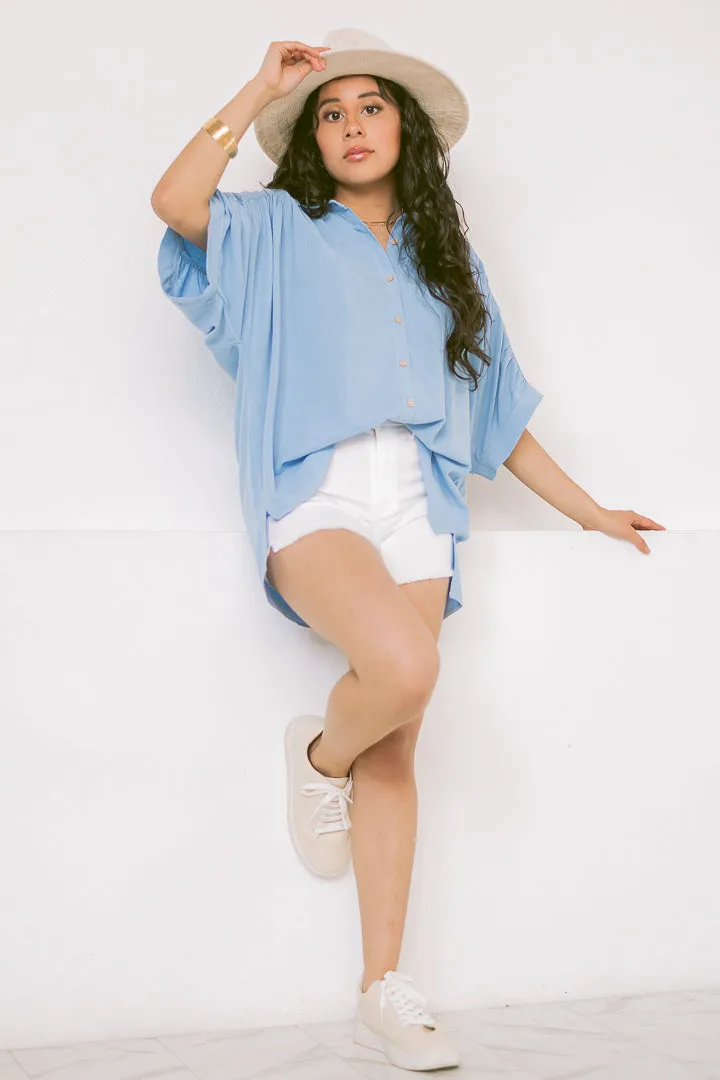 Next In Line Button Up Top | Blue