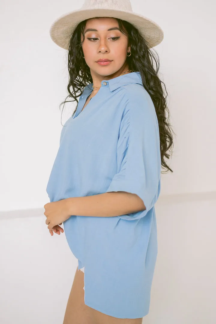 Next In Line Button Up Top | Blue
