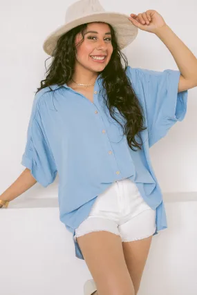 Next In Line Button Up Top | Blue