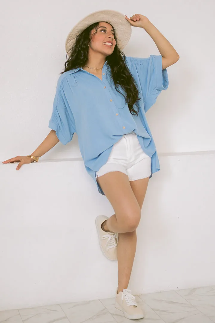 Next In Line Button Up Top | Blue