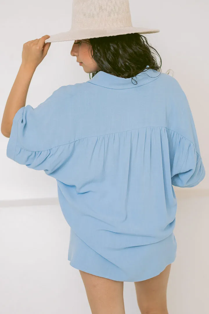 Next In Line Button Up Top | Blue