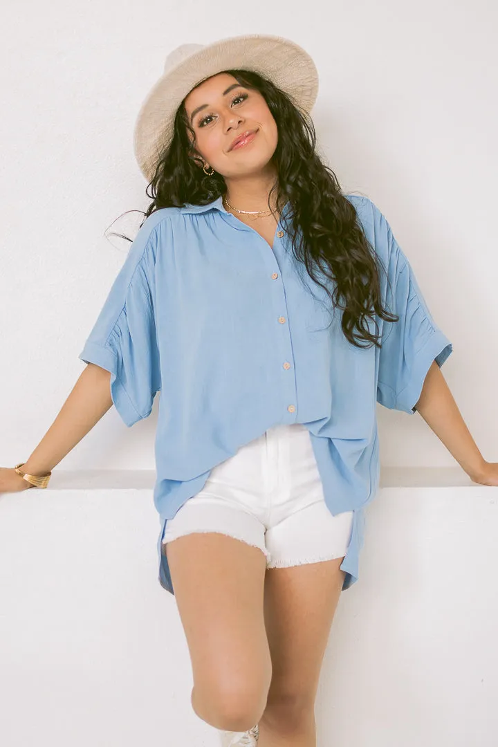 Next In Line Button Up Top | Blue