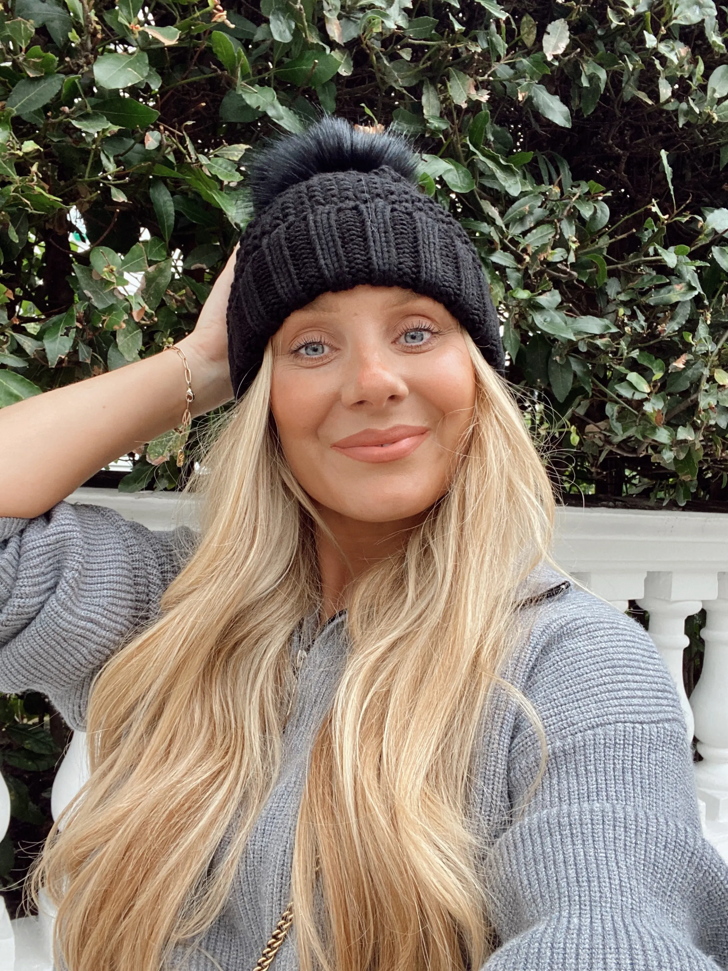 Sammy Blackt Knitted Pom Pom Bobble Hat