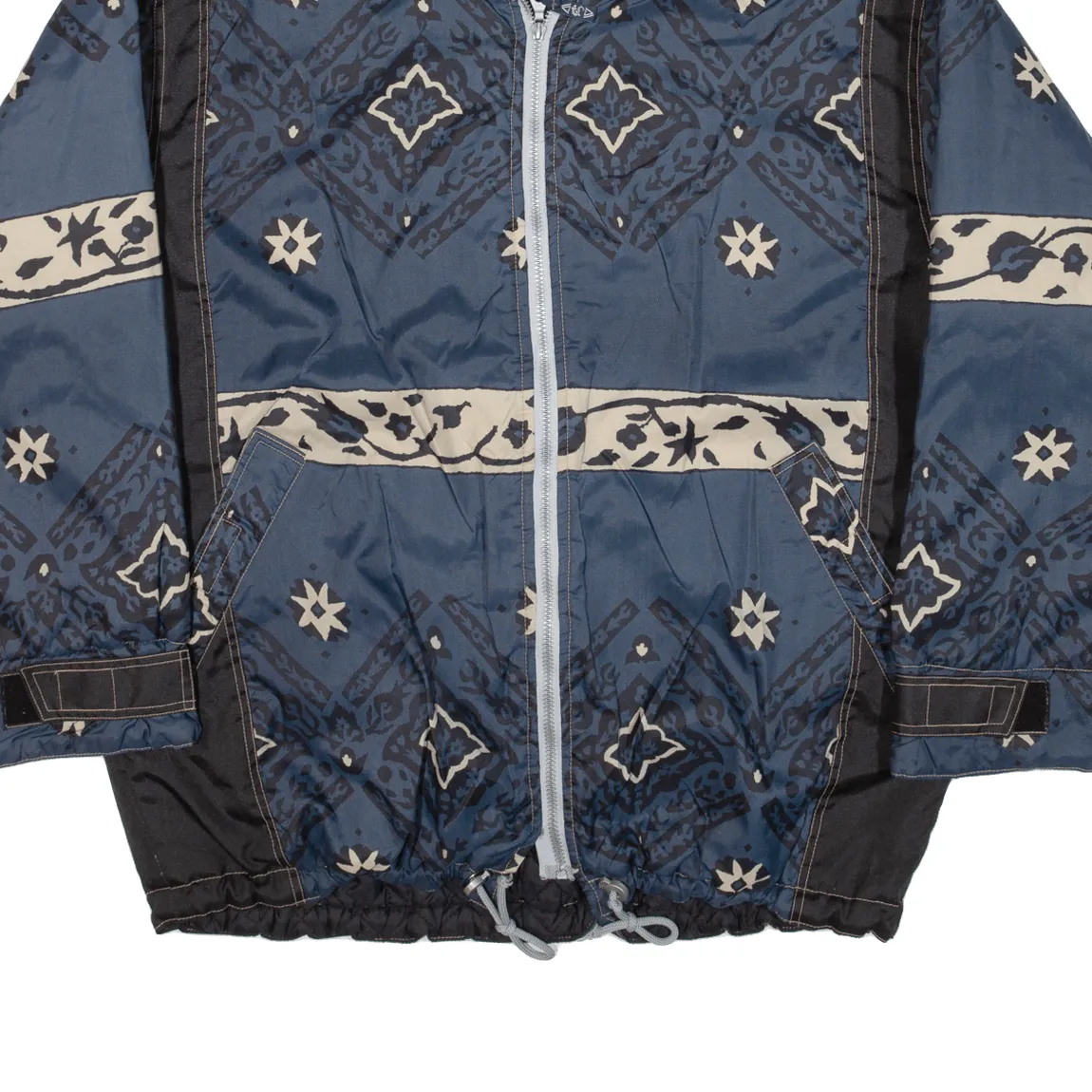 SANTOSTEFANO Quilted Lined Mens Coat Blue Geometric XL