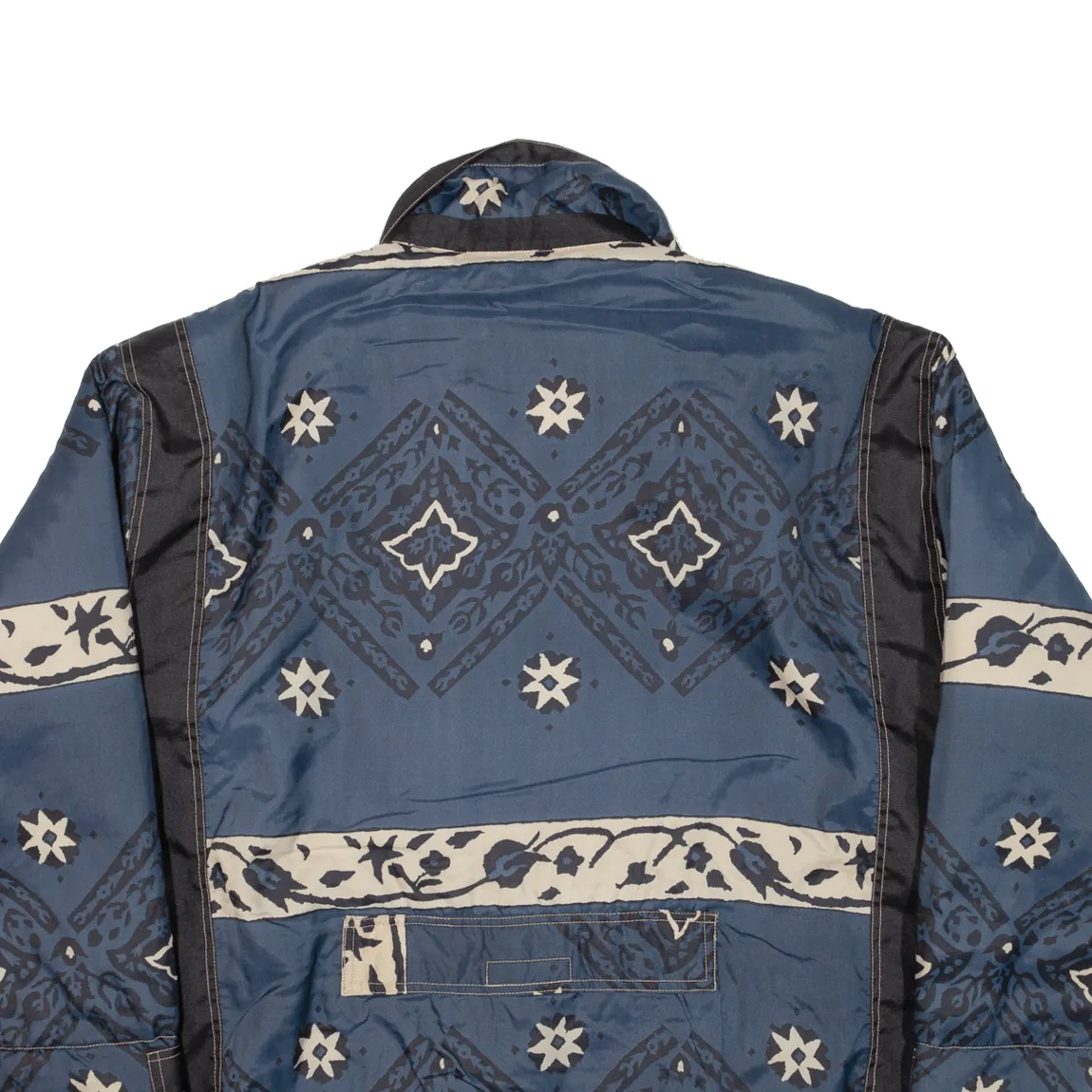 SANTOSTEFANO Quilted Lined Mens Coat Blue Geometric XL