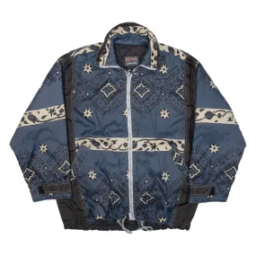 SANTOSTEFANO Quilted Lined Mens Coat Blue Geometric XL