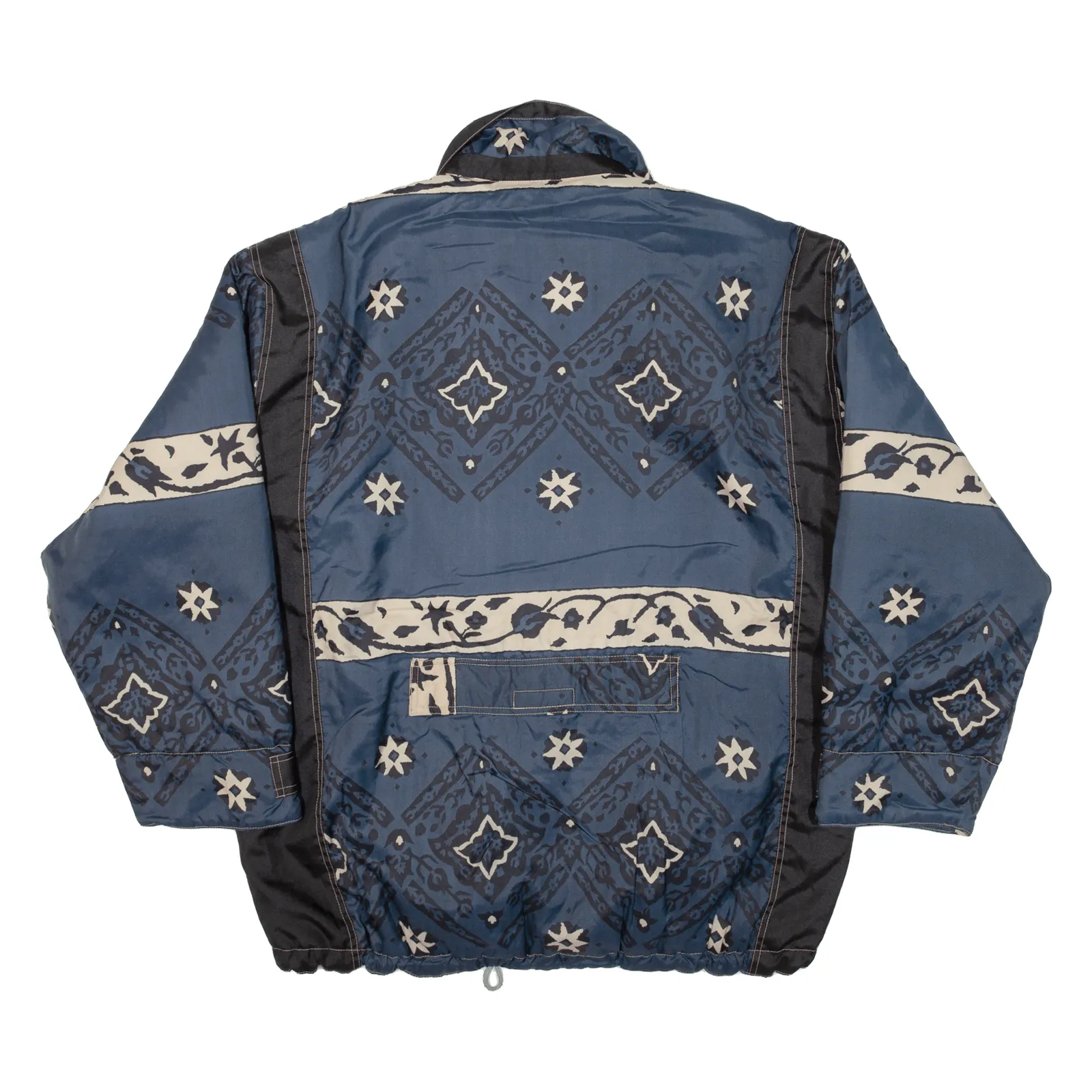 SANTOSTEFANO Quilted Lined Mens Coat Blue Geometric XL