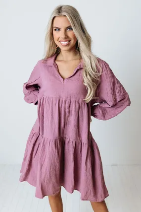 Shape Of My Heart Babydoll Dress in Vineyard Grape