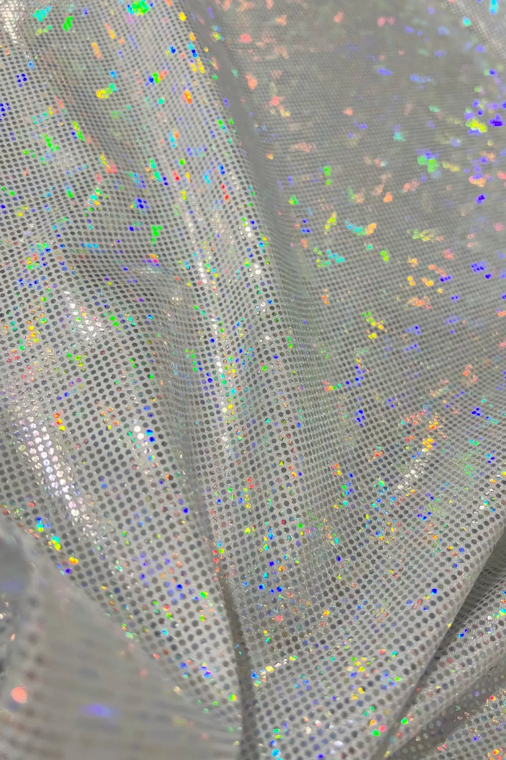 White Kaleidoscope Holographic Sharp Shoulder Catsuit